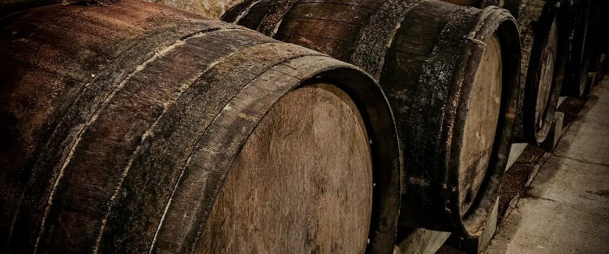 Oak barrels in a Burgundy cellar
